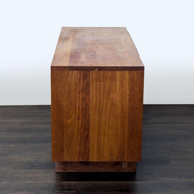 2010s Room & Board Cherry Wood Sideboard With Glass Cabinet Door and Drawers For Sale - Image 5 of 11
