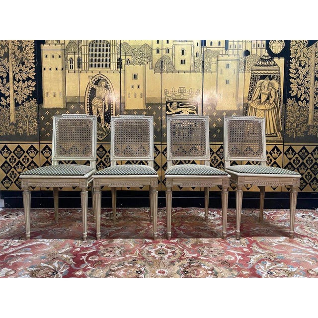 Louis Xvi Cane Chairs by Jean Mocque, Paris, Set of 4 For Sale - Image 11 of 11