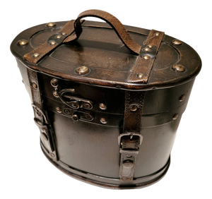 Art Deco Hat Box in Wood, Leather and Brass, 1920s