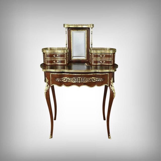 Small Napoleon III Mahogany Lady's Desk, Late 19th Century, in Restored conditions. Designed before 1890