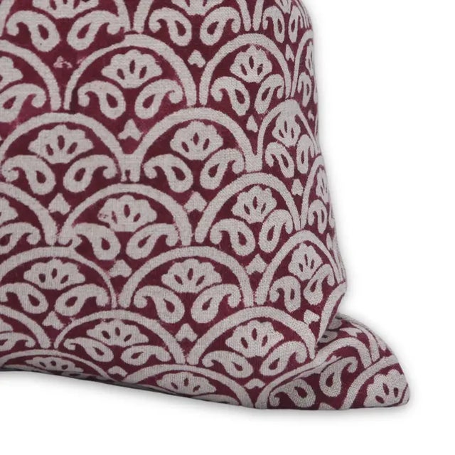 Fabdivine Handmade Block Printed Cushion Cover 22x22 Inch Pure Linen- Shatru For Sale - Image 4 of 4