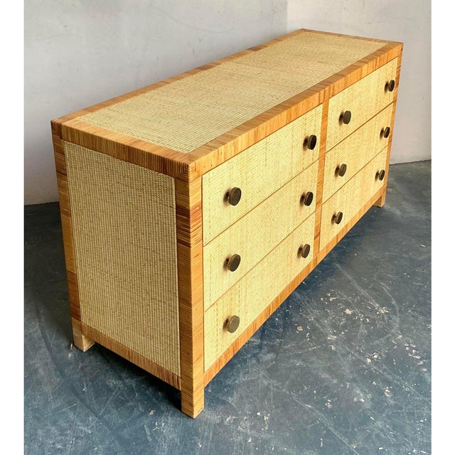 Early 21st Century Vintage Boho Bielecky Brothers Woven Rattan Dresser For Sale - Image 5 of 9