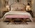 Art Deco Vintage Dorothy Draper Espana Pink Velvet Bench With Curule Legs For Sale - Image 3 of 15