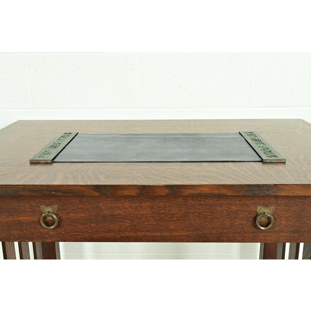 Tiffany Studios Tiffany Studios New York Pine Needle Bronze Blotter Ends With Leather Desk Blotter For Sale - Image 4 of 14