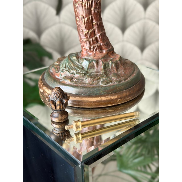Vintage Tropical Tiki Jungle Safari Banana Palm Tree and Monkey Metal Table Lamp Attributed to Frederick Cooper For Sale - Image 17 of 18