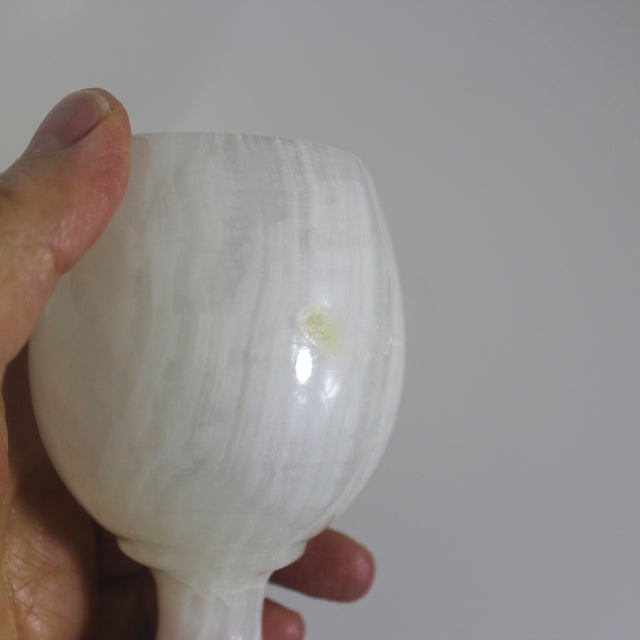 1970s Italian Onyx Marble Cups, Goblets or Chalices, White Stone, Small Wine Cordial - Set of 6 For Sale - Image 12 of 12