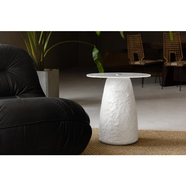 Bolete Side Table in Clay Finish with White Glass Table Top from Aifunghi For Sale - Image 4 of 8