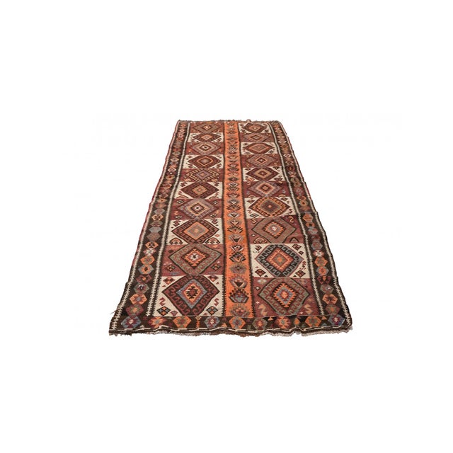 Mid-Century Modern Decorative Vintage Turkish Kars Kilim Rug - 4`0″ X 10`9″ For Sale - Image 3 of 6