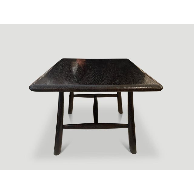 Andrianna Shamaris Mid Century Couture Espresso Stained Teak Wood Table For Sale - Image 16 of 18