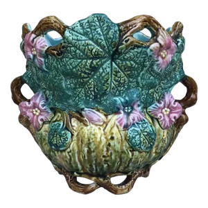 French Majolica Pumpkin Jardiniere Onnaing, Circa 1890