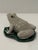 Wonderful vintage glazed pottery frog on lily pad, made in Italy.