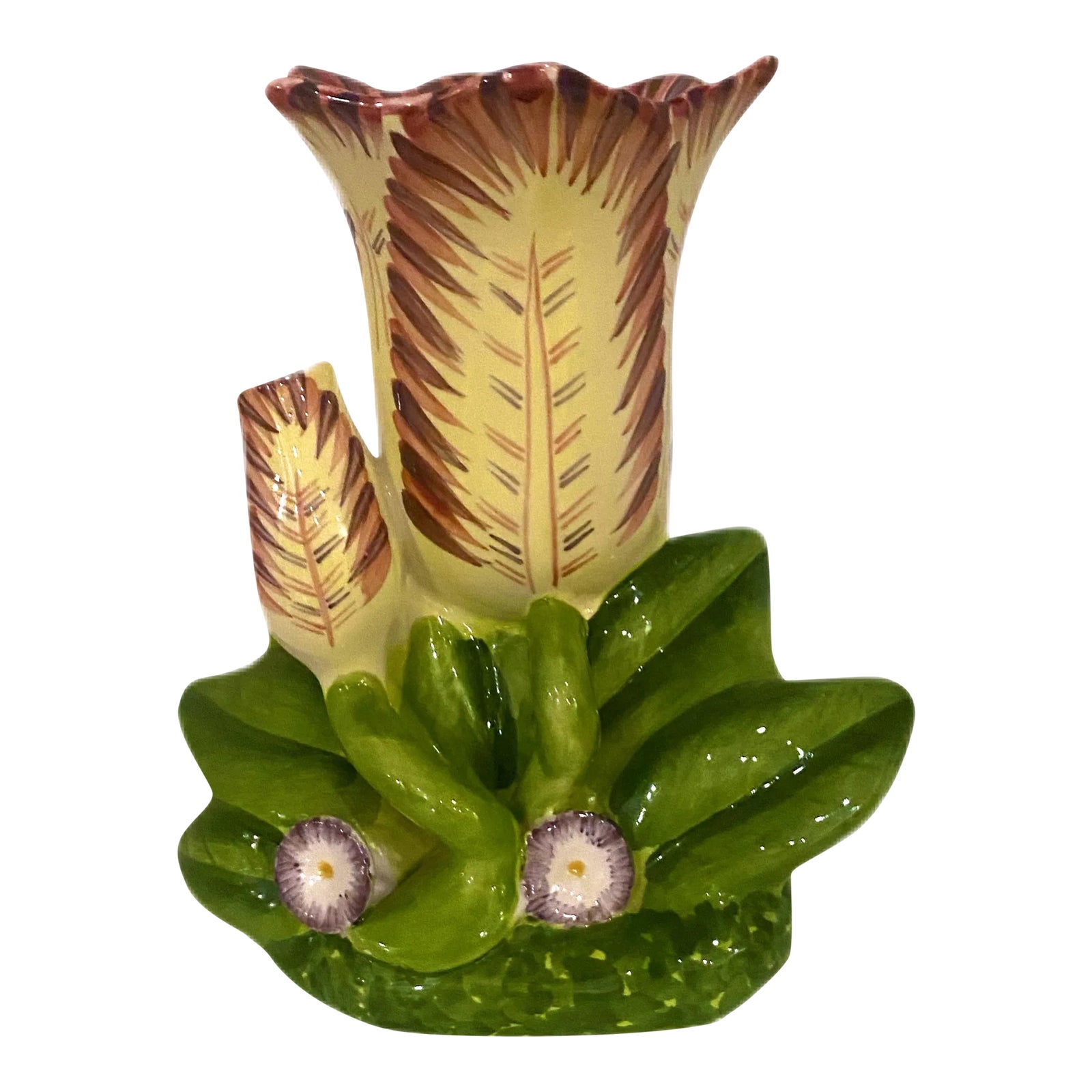 Vintage 20th Century Double Tulip Pottery Vase Chairish