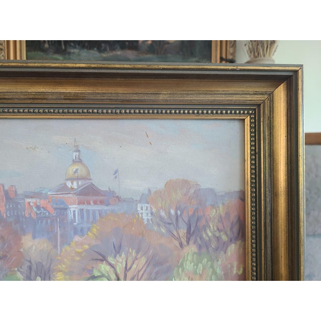 Lester George Hornby 1940's Oil Painting Boston Public Garden Cityscape For Sale - Image 10 of 18