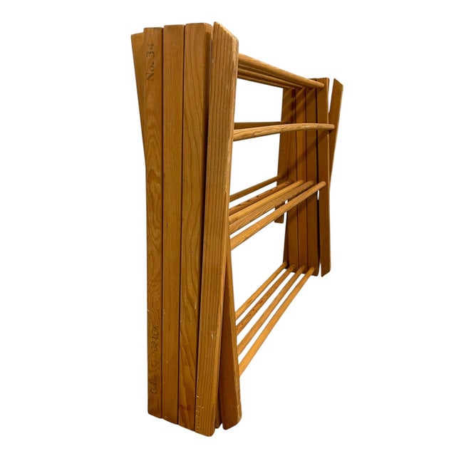 Vintage Folding Wooden Clothes Drying Rack / Laundry Airer - Collapsible Multi-Tier - Design For Sale - Image 9 of 9
