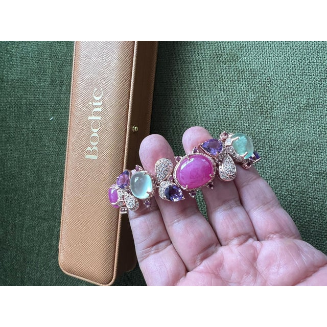 Bochic "Capri" 70 Carats Ruby & Multi Color Gem Bracelet Set 18K Gold & Silver For Sale - Image 14 of 18