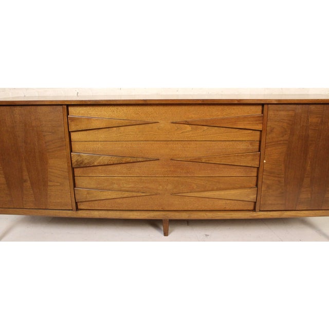 Brown Vintage Mid-Century Modern Sculpted Walnut Credenza For Sale - Image 8 of 10