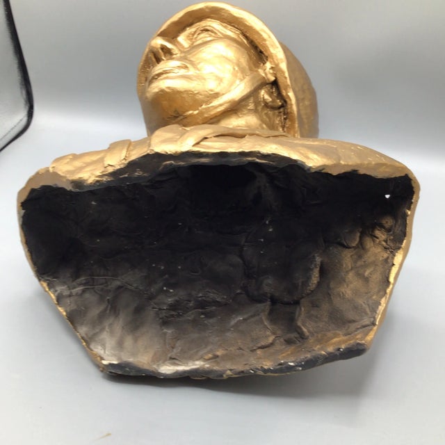 Vintage Hand Molded Gold Military Male Bust For Sale - Image 11 of 12