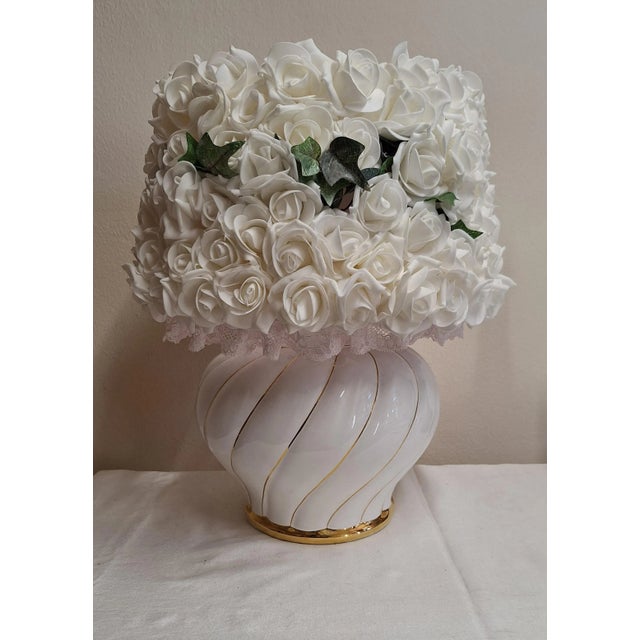 Vintage Table Lamp with White Ceramic Base by Lamplove, 1990s, in Very Good conditions. Designed 1990 to 1999 European...