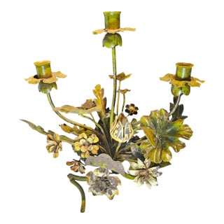 Italian Tole Triple Candle Holder For Sale