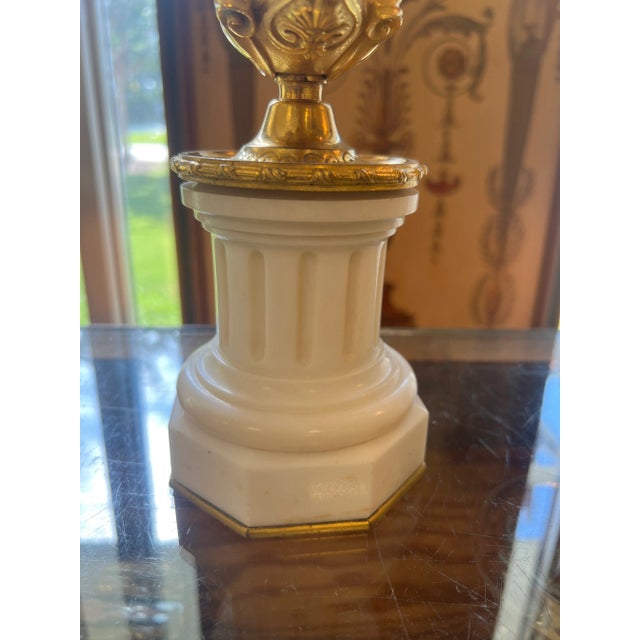 Bronze Pair, 19th Century Grand Tour Gilt Bronze & White Marble Candelabras For Sale - Image 8 of 10