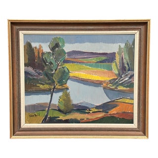 Frans Rase, Natural Landscape, 1950s, Oil Painting on Panel, Framed For Sale