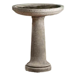 Isleboro Birdbath Gray Concrete Garden Ornament For Sale
