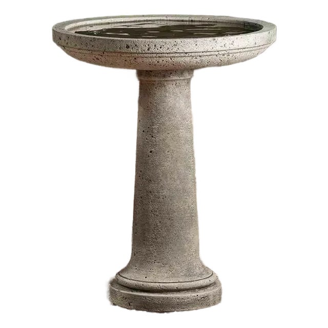 Isleboro Birdbath Gray Concrete Garden Ornament For Sale