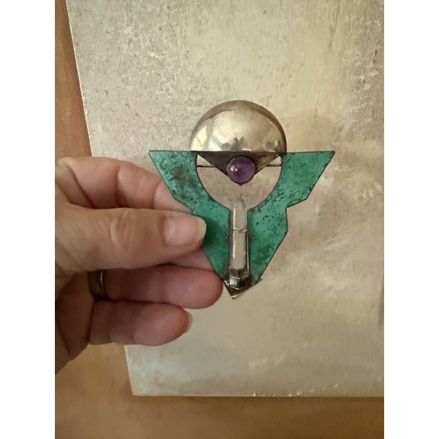 Vintage Sterling Silver Modernist Brooch by Hope Konecny For Sale - Image 4 of 9