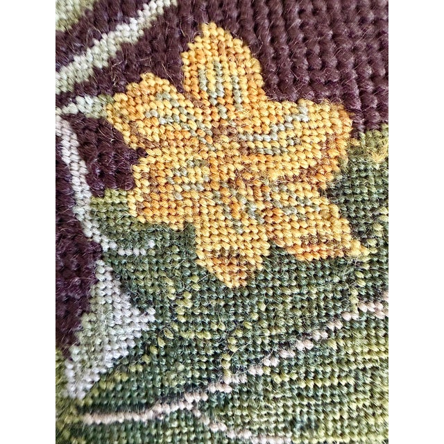 French Country Vintage “Golden Melon” Needlepoint Pillow in the Style of Lycette Designs With Down Insert For Sale - Image 3 of 11