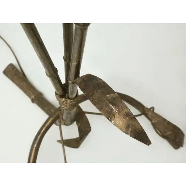 Metal Vintage Italian Gilded Metal Bamboo Floor Lamp For Sale - Image 7 of 11