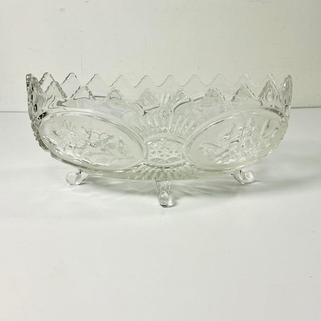 Mid-Century Boho Chic Hollywood Regency Glass Footed Centerpiece/Fruit Bowl For Sale - Image 12 of 16