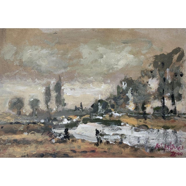 Magdalena Spasowicz, River Landscape, 1994, Oil on Cardboard For Sale - Image 6 of 6