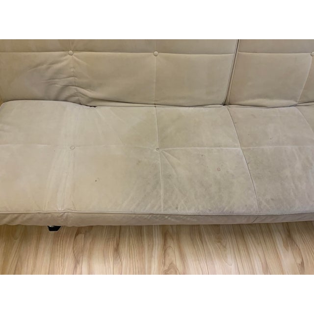 Textile Vintage Light Brown Microsuede Attributed to Linge Roset Sofa/Futon For Sale - Image 7 of 10