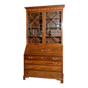 19th Century English Mahogany Sheraton Period Secretary/Bookcase