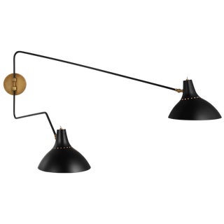 AERIN for Visual Comfort Signature Charlton Large Double Wall Light in Black For Sale
