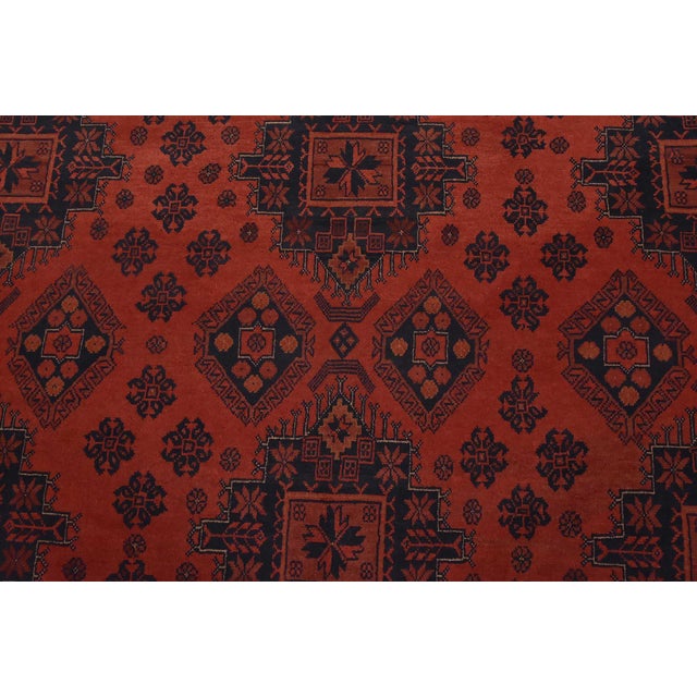 Turkmen Rug 9’11” X 12’11” Red Wool Tribal Hand-Knotted Oriental Carpet For Sale In Philadelphia - Image 6 of 14