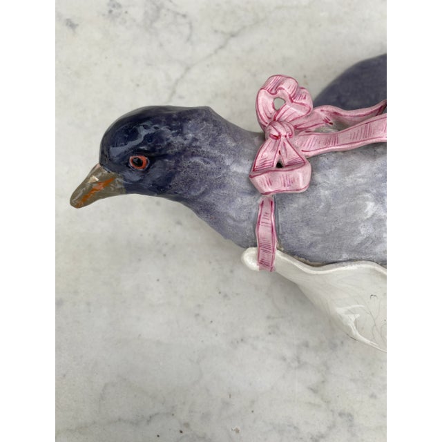 French 19th Century French Majolica Pigeon Wall Pocket For Sale - Image 3 of 11