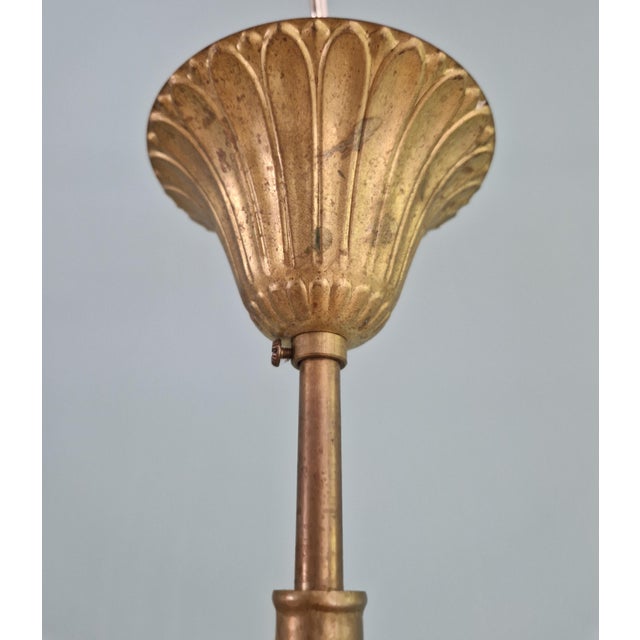 Art Deco Pendant Light in Frosted Molded Pressed Glass, 1930s For Sale - Image 10 of 12