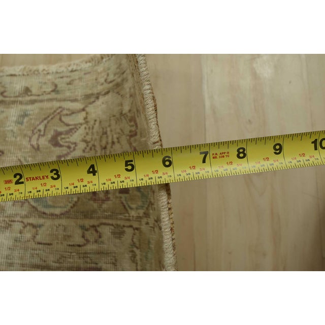 Tabriz Rug 9’7” X 11’9” Beige Wool Vintage Distressed Hand-Knotted Carpet For Sale - Image 13 of 15