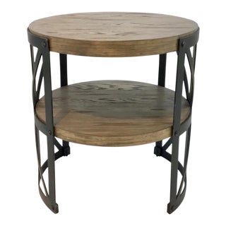 Industrial Organic Modern Wood and Metal End Table For Sale