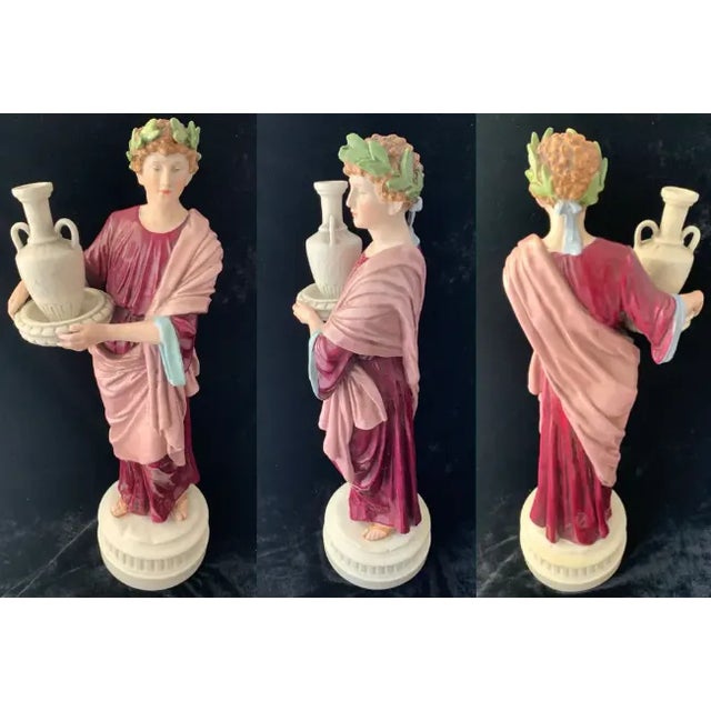 20 In. Tall Antique Bohemian Porcelain Sculptures- Water Jug Carriers - a Pair For Sale In New York - Image 6 of 12