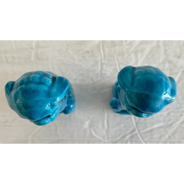 Ceramic Small Asian Turquoise Foo Dogs - a Pair For Sale In Los Angeles - Image 6 of 10