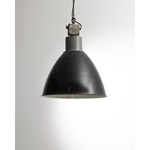 Black 1950s, European Industrial Pendant For Sale - Image 8 of 9