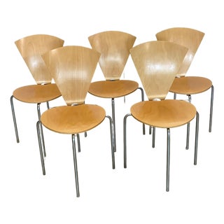 1990s Set on Five Chairs Made of Plywood and Steel. Haugensen Design for Bent Krogh For Sale