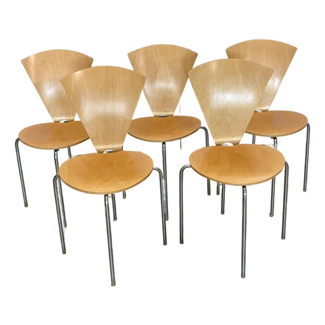 1990s Set on Five Chairs Made of Plywood and Steel. Haugensen Design for Bent Krogh For Sale
