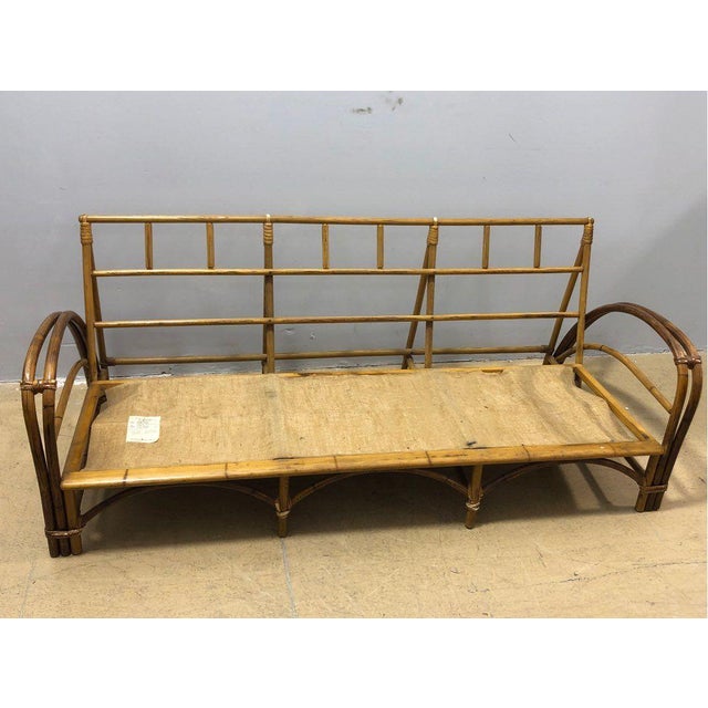 Late 20th Century Heywood Wakefield Bamboo Rattan Outdoor Sofa with