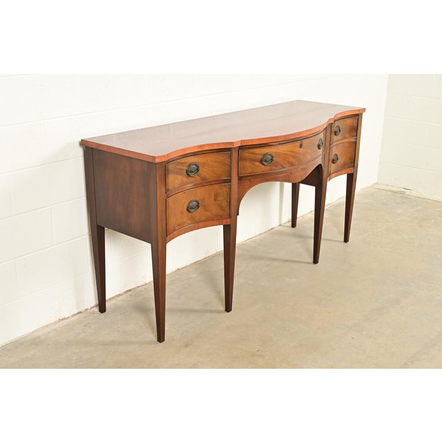 Baker Furniture Company Baker Furniture Style Georgian Flame Mahogany Serpentine Front Sideboard Credenza For Sale - Image 4 of 13
