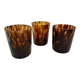 1990s Ralph Lauren Tortoise Tumblers / Candle Holders - Set of 3, Made in Italy For Sale