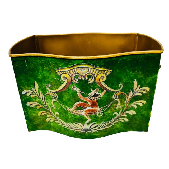 Vintage Tole Monkey Planter With Lion Head Handles For Sale - Image 11 of 11