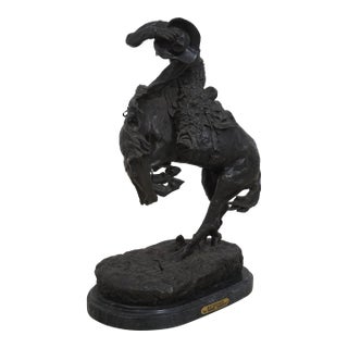 Frederic Reminton Rattlesnake Bronze Cowboy Sculpture For Sale